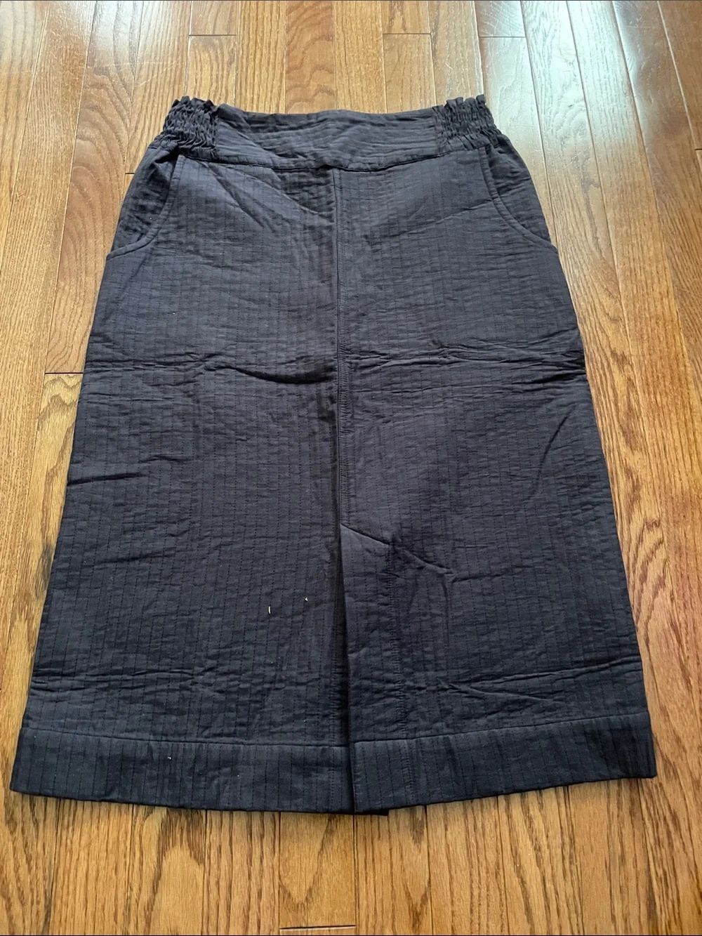 ETHOS Dark Purple Quilted Organic Cotton Pencil Midi Skirt Sz Small